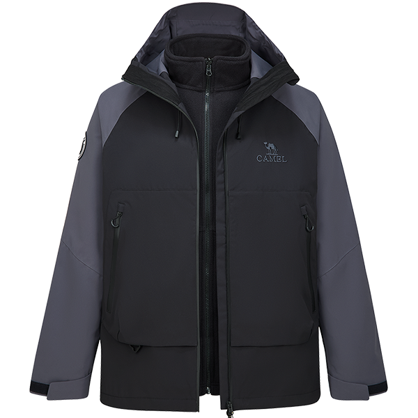 骆驼 CAMEL【三合一冲锋衣】25春季防水防风撞色插肩袖山系时尚男女同款