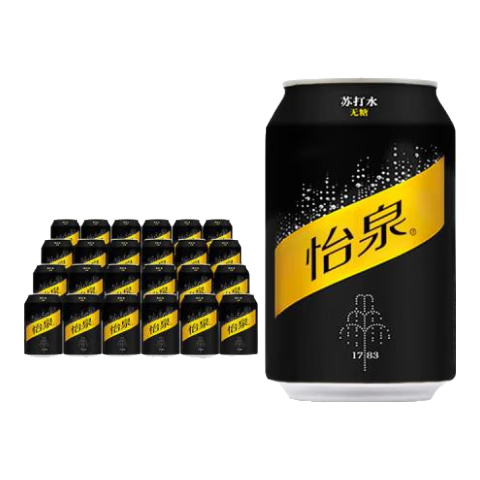  Coca-Cola/可口可乐 无糖 苏打水  怡泉原味无糖（经典罐）330ml*24