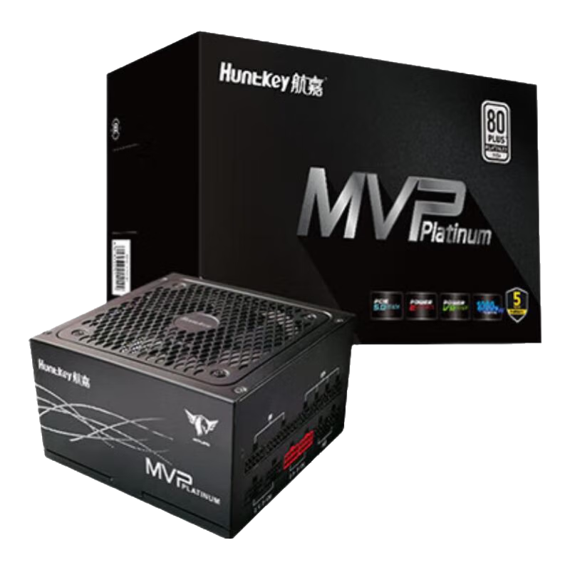 Huntkey 航嘉 MVP P1000 白金牌（92%）全模组ATX电源 1000W 黑色