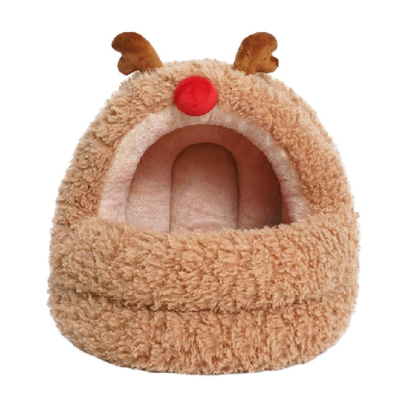 zeze麋鹿蒙古包猫窝冬季保暖大空间半封闭加厚宠物狗窝通用圣诞风