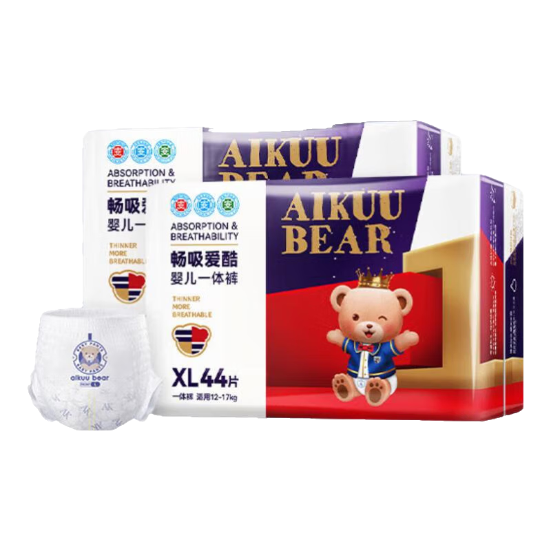 AIKUUBEAR 爱酷熊 畅吸拉拉裤XXXXL76全包臀婴儿男女通用超薄透气尿不湿（18-20kg）