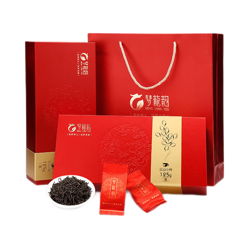 梦龙韵 红茶 正山小种 金骏眉 红色盒装 125g×2