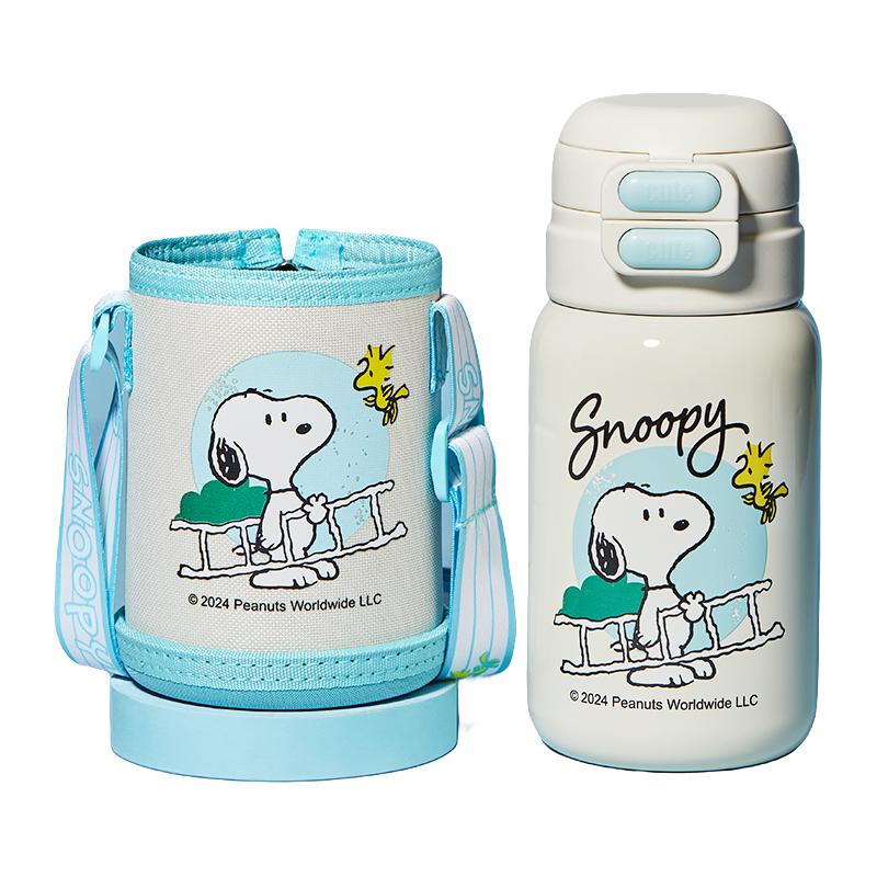 史努比儿童保温杯男孩上学小吸管水杯子食品级宝宝水壶