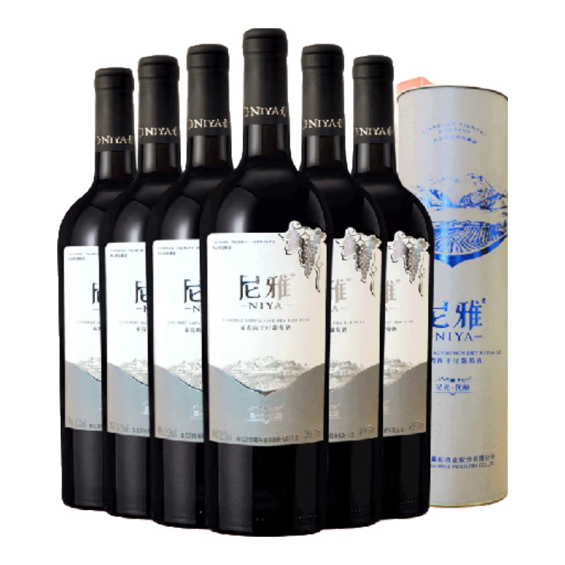 NIYA 尼雅 星光系列优酿 赤霞珠干红葡萄酒 国产红酒 750ml*6瓶圆筒整箱装