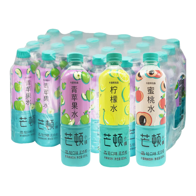 今麦郎芒顿小镇果味饮料500ml*24瓶青苹果蜜桃黄梨水水果口味柠檬水饮品 混合口味（随机混合） 500ml*24