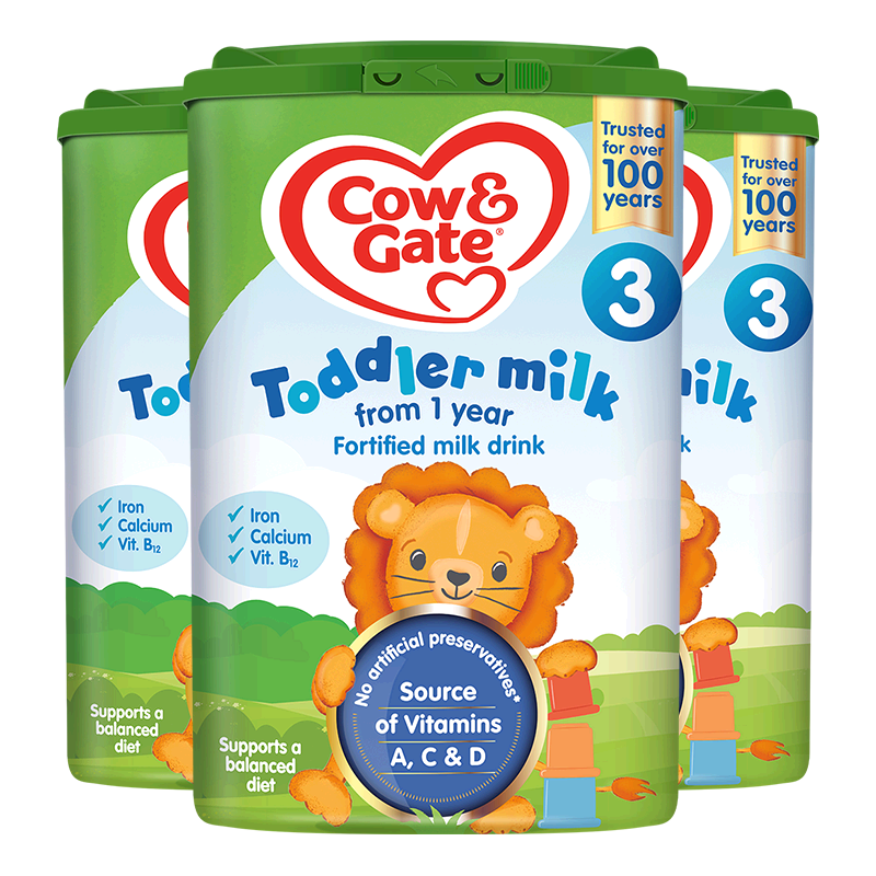 Cow&Gate 牛栏 英国牛栏三段奶粉易乐罐 1-2岁 800g*3罐母婴宝宝白金