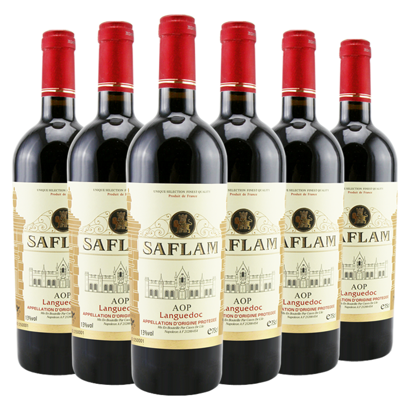 SAFLAM 西夫拉姆 法国进口红酒  AOP干红葡萄酒 750ml*6瓶 整箱