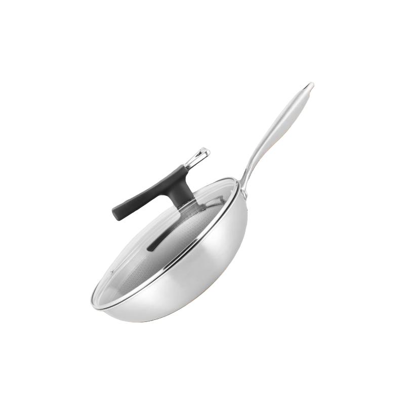 网易严选316不锈钢蜂窝炒锅带盖炒菜锅少油烟平底炒锅电磁炉燃气通用30cm 316不锈钢蜂窝炒锅 30cm