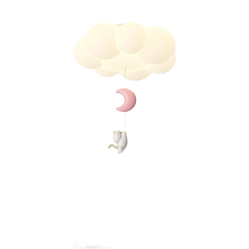 英格照明奶油风全光谱儿童房护眼吸顶灯创意月亮星星云朵女孩公主房卧室灯 A款 三色光