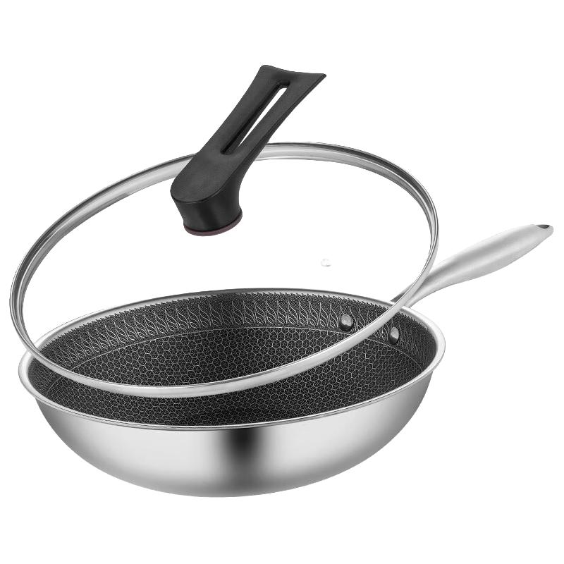 Debo 德铂 304不锈钢不粘锅炒菜锅电磁炉煤气灶通用带盖32cm