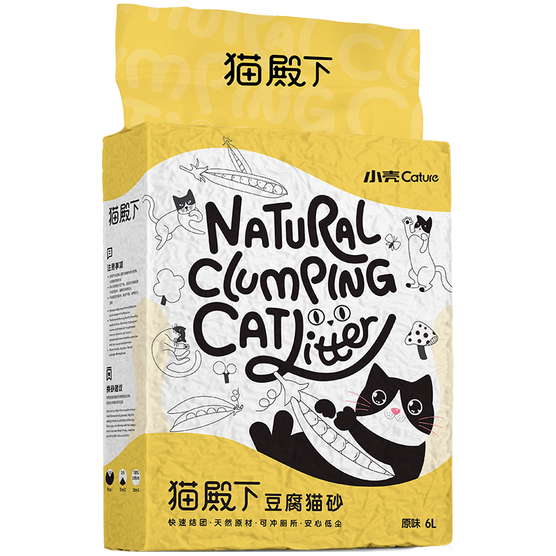  小壳 Cature  猫殿下豆腐猫砂6L 吸水留香结团快可冲厕所 低尘豆腐砂2.4KG 12袋