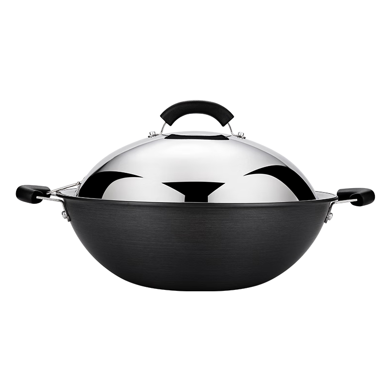 美亚（MEYER）轻油烟不生锈炒锅无涂层锅带盖金刚系列中华炒锅 明火 30/36 无涂层平底炒锅【明火】 36cm