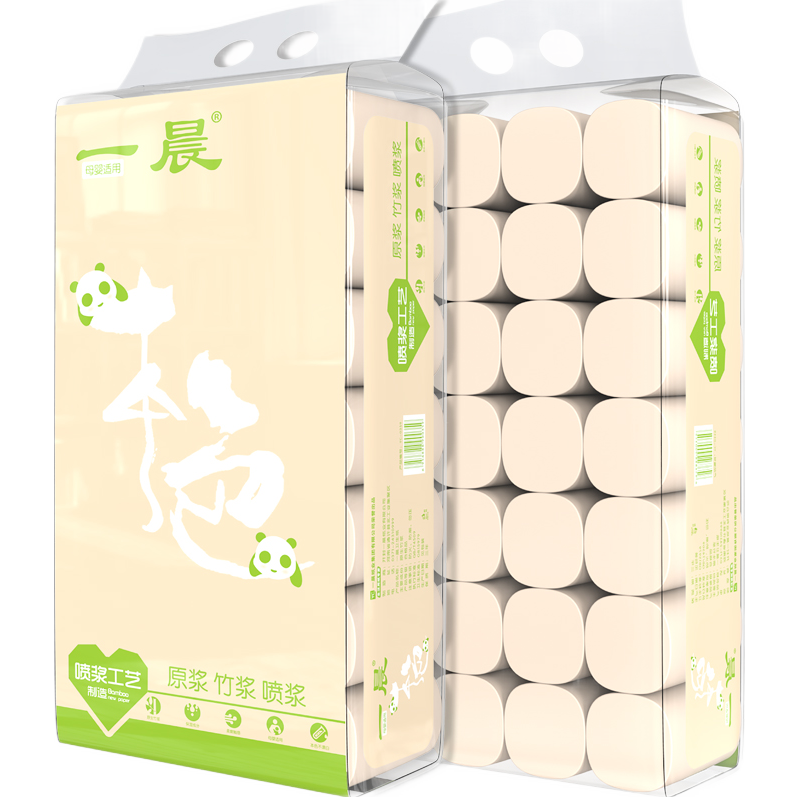 一晨卫生纸本色卷纸4层加厚竹浆纤维母婴家用纸巾 4.0斤28卷