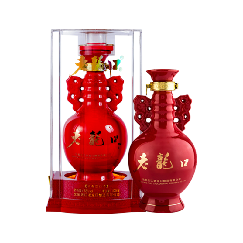  LAO LONG KOU/老龍口 东北粮食酒 浓香型白酒  礼盒装 52%vol 500mL
