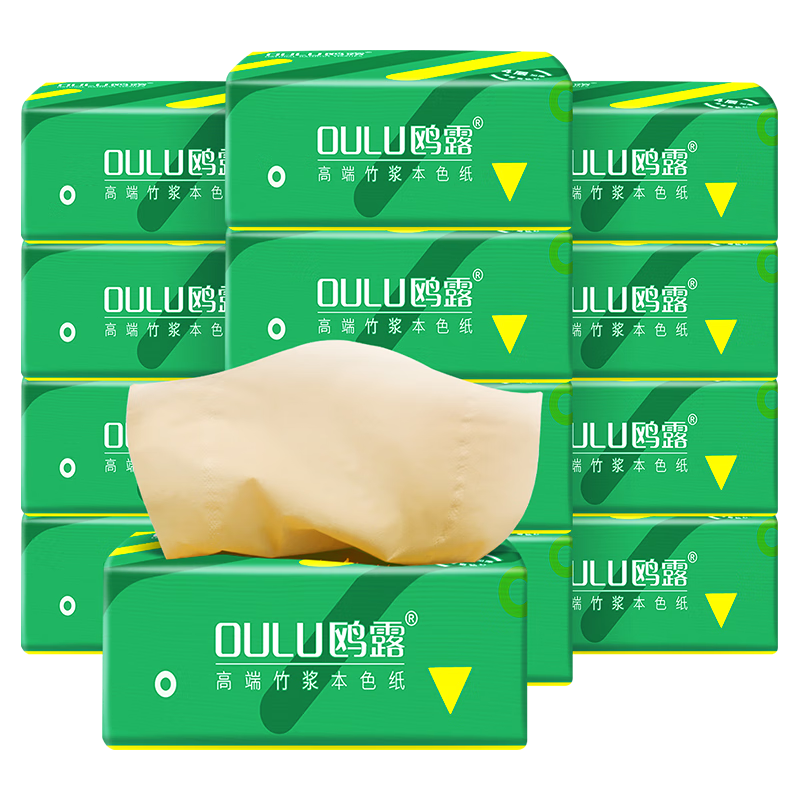 OULU 鸥露 中国石化出品 鸥露（OULU）竹浆抽纸本色纸4层70抽10包