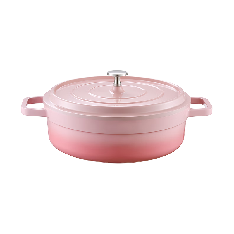 京东京造 汤锅 陶瓷轻珐琅微压炖煮粥面锅电磁炉灶乔迁 26cm渐变粉 妈咪煲-渐变粉3-5人 26cm