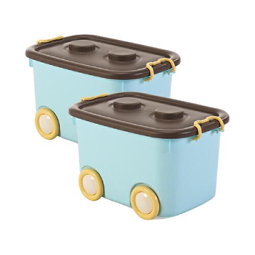  当当优品 带滑轮车型儿童玩具整理箱 50L*2个