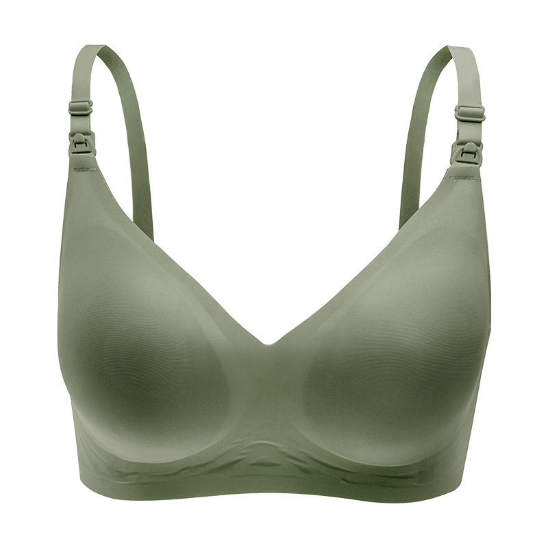 ROVO哺乳内衣期聚拢产后喂奶无痕收副乳文胸罩 轻雾粉 S