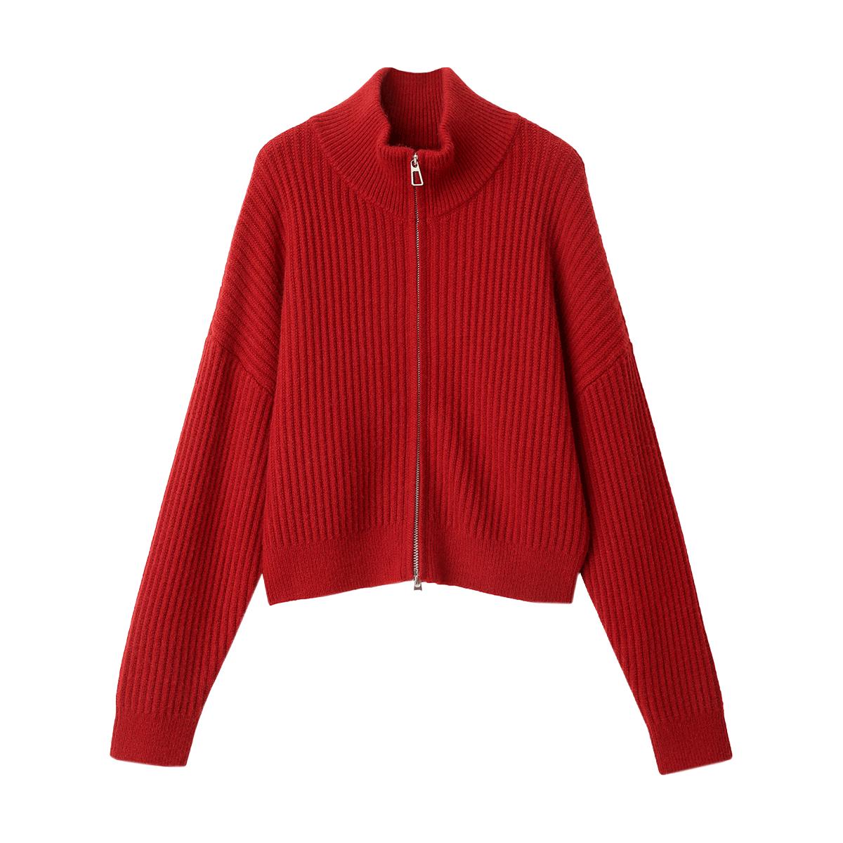 【加厚保暖】毛衣外套女秋冬时尚高级感拉链立领长袖针织开衫上衣