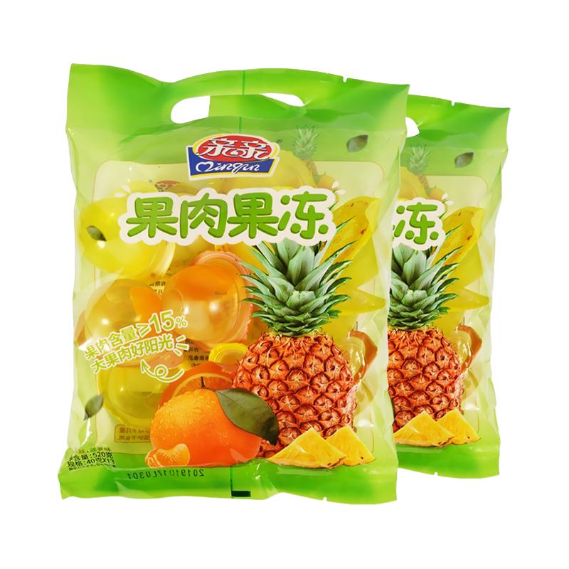 Qinqin 亲亲 果冻520g桔子菠萝儿童果肉果冻休闲食品夏季清凉零食葡萄