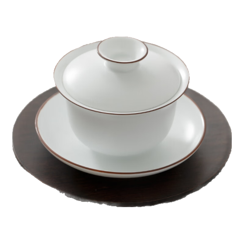 南山先生 哑光脂白三才盖碗防烫大号手抓碗陶瓷茶壶泡茶茶碗盖碗茶杯 马蹄莲  脂白三才碗