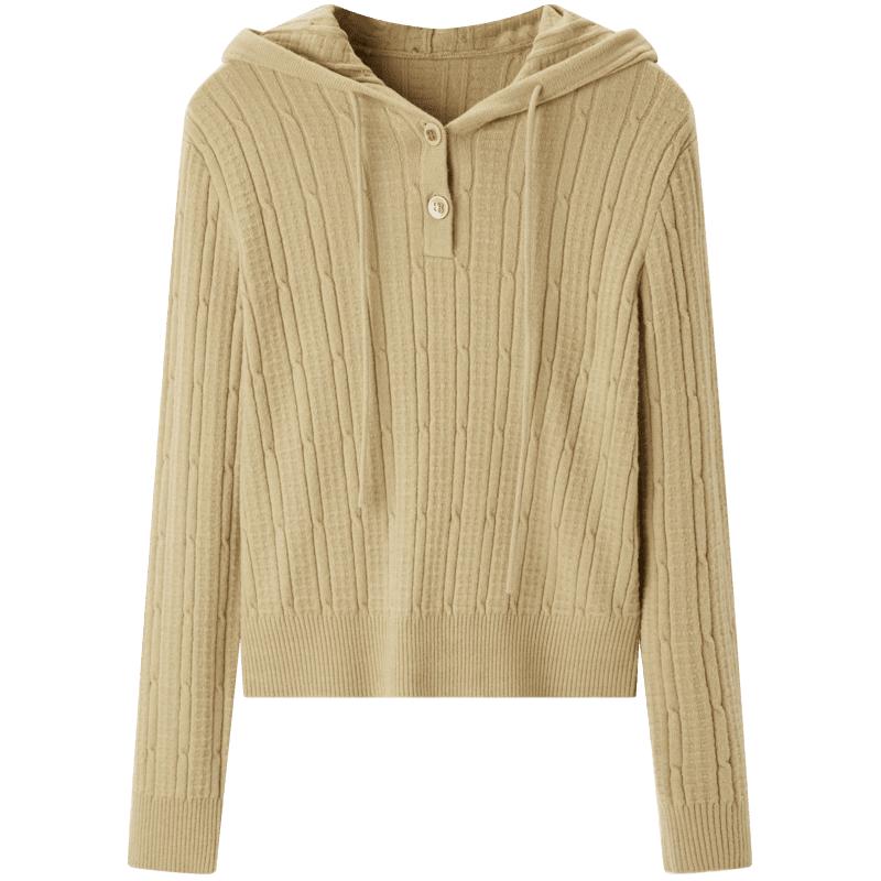 【连帽毛套衫】女式针织衫街头冬连帽