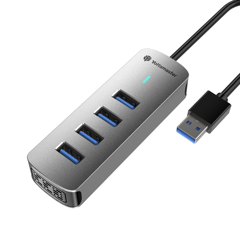 尤达大师 USB3.0分线器拓展坞扩展坞高速4口集线器HUB笔记本电脑一拖多转换器转接头延长线0.15米