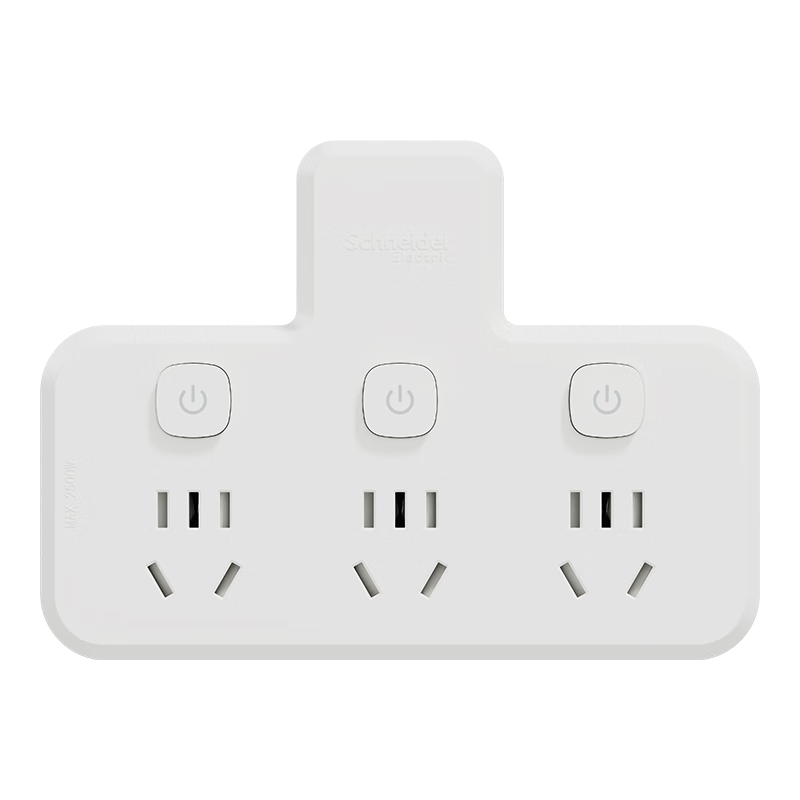 施耐德电气 转换插头/品字形一转三插座/ 适用于卧室厨房 3位分控转换插座