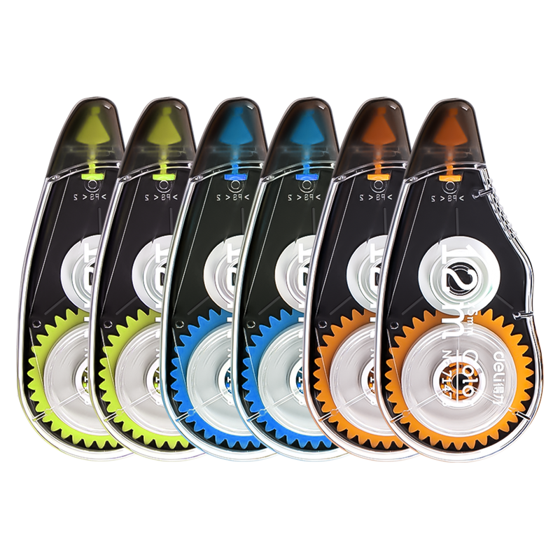 deli 得力 71522 学生修正带 12m 酷黑色 6支装