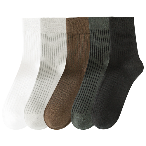 【100%棉】5双装男士袜子男纯棉100%棉防臭抑菌运动男袜
