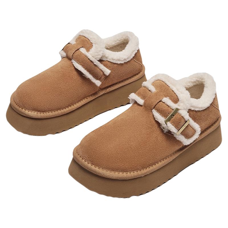 热风厚底雪地靴女款2024年冬季休闲棉鞋增高勃肯鞋加绒毛毛鞋