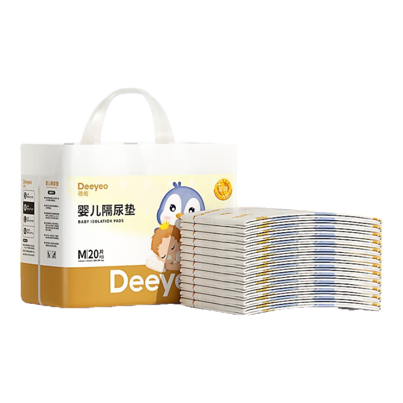 Deeyeo 德佑 婴儿隔尿垫新生儿宝一次性床垫护理垫吸水透气不回渗隔尿垫 M码0-5个月