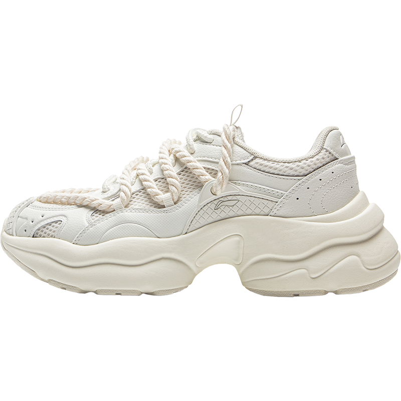 李宁 LI-NING 泡泡糖 |休闲鞋女鞋25款复古老爹鞋软弹厚底增高运动鞋子