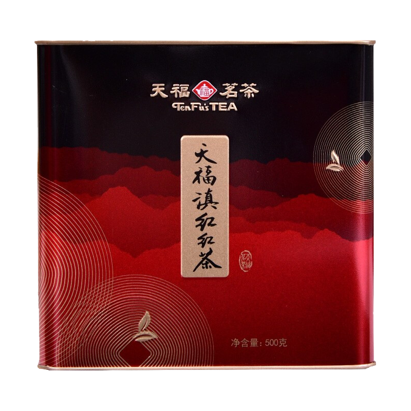 天福茗茶（TenFu’s TEA） 滇红红茶 大叶种云南红茶 工夫红茶茶叶铁罐装500g