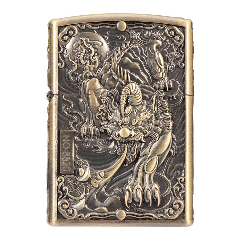 ZORRO佐罗 招财唐草貔貅煤油打火机防风老式高档  盔甲招财貔貅 套装