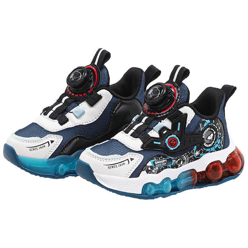 史努比童鞋男童发光鞋加绒运动鞋秋冬2025宝宝鞋子儿童二棉鞋