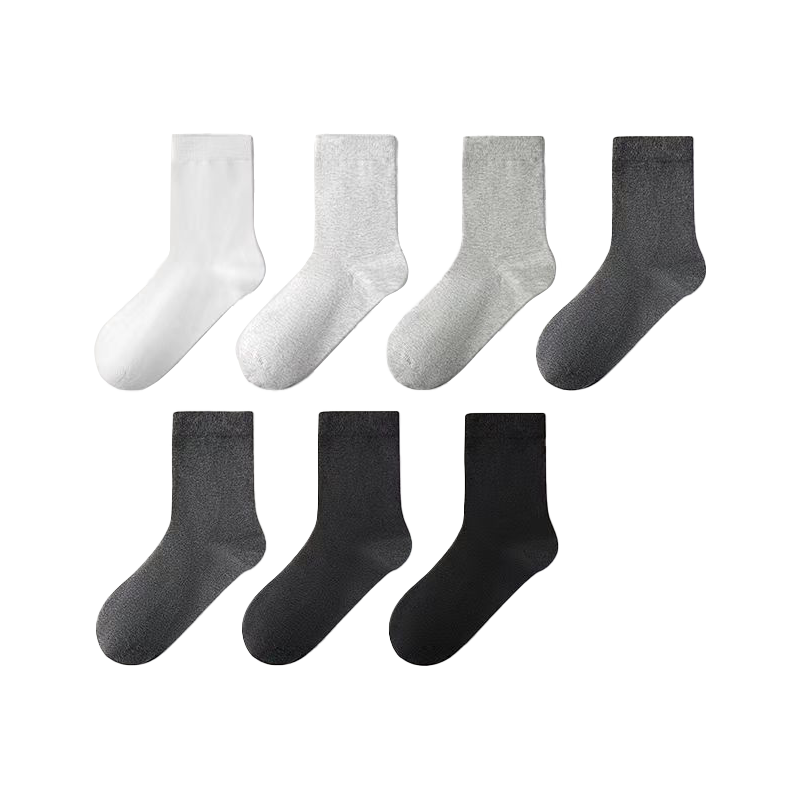 YOUKESHU 有棵树 男士袜子中筒袜棉防臭吸汗透气纯色运动商务长袜 黑*5F