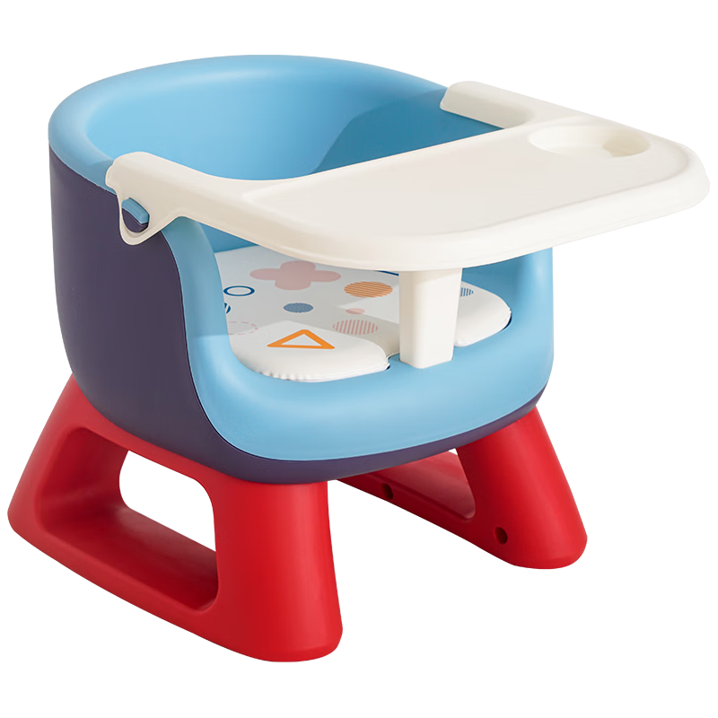 Rikang 日康 儿童凳子 宝宝吃饭餐椅婴儿叫叫椅靠背座椅家用小板凳餐桌椅 软座-天空蓝