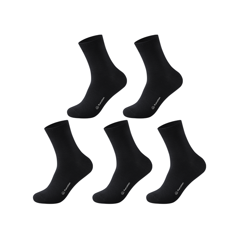 全棉时代全棉时代男士休闲袜抗菌袜子男 棉墨黑*5 中筒袜