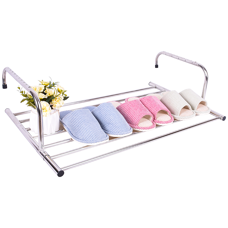 和则兴（hezexing） 不锈钢伸缩窗外阳台晾晒架 室内暖气片窗台护栏折叠晒鞋晾衣架 可伸缩【长80-143】x42CM宽