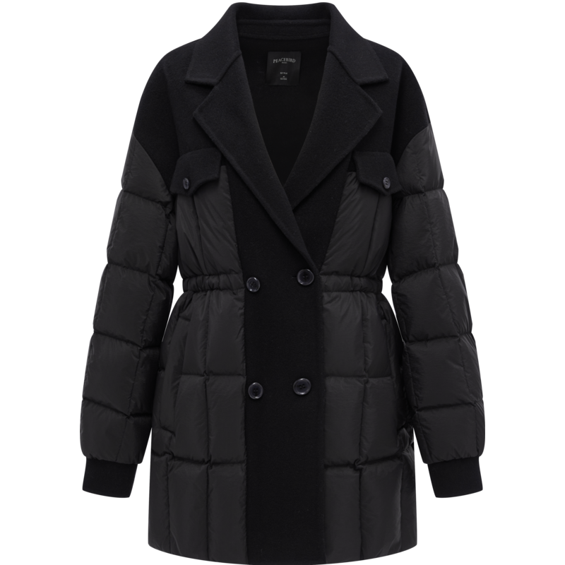 【双面呢拼接羽绒服】2024女式羽绒服街头冬都市休闲