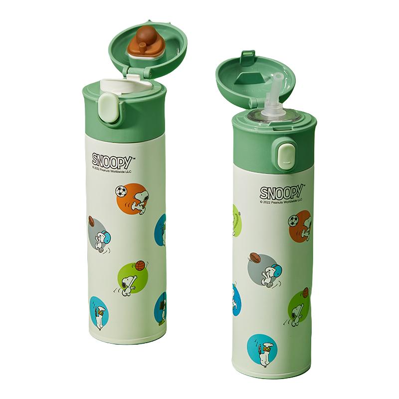 史努比儿童保温杯食品级316吸管水杯女孩小上学直饮水壶