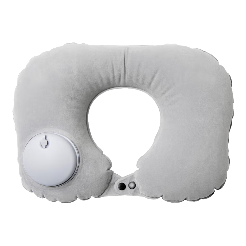 40000KM U型枕 充气枕 按压自动充气 出差旅行便携护颈枕  午睡充气枕头 飞机高铁汽车户外用品 SW9011 灰色