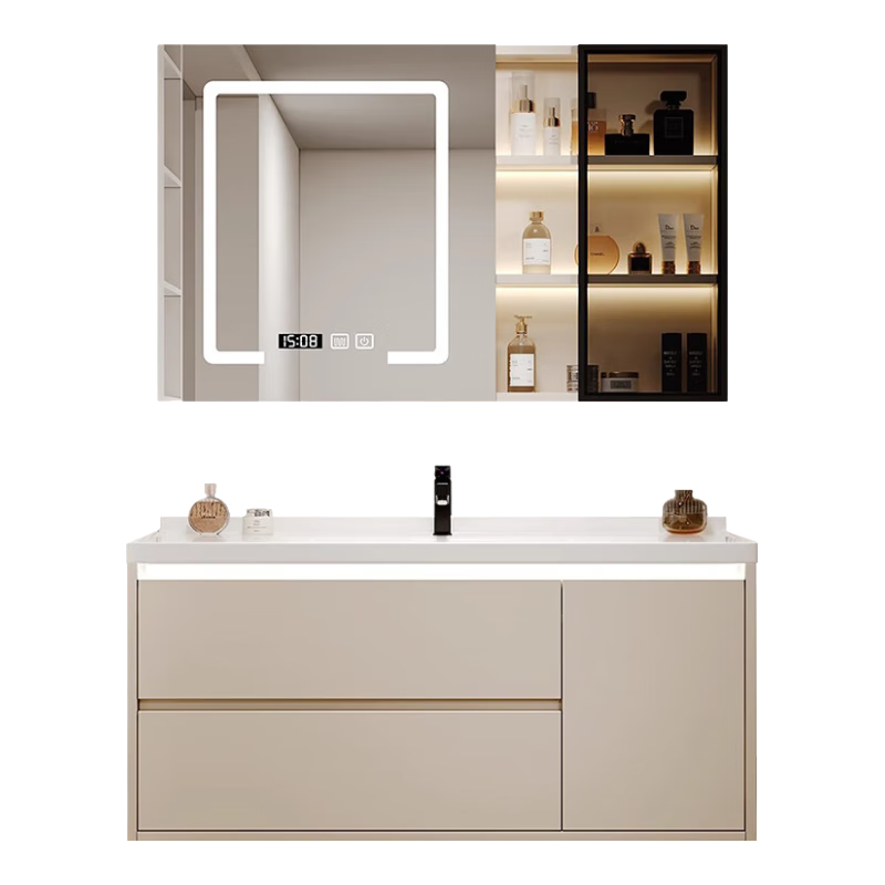 万和（Vanward）浴室柜组合陶瓷一体盆 洗手盆柜组合 卫生间洗脸盆柜组合洗漱台 A-60cm|双门|智能方镜|送龙头