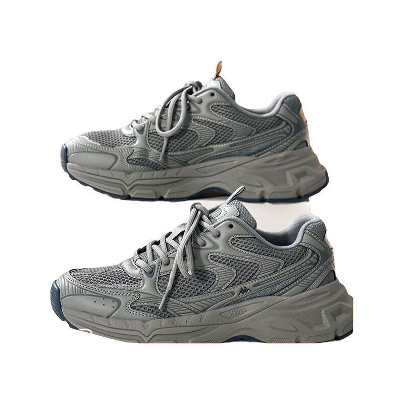 KAPPA卡帕男鞋运动鞋男2025秋季减震软底跑步鞋厚底增高透气老爹鞋 香根草绿 42