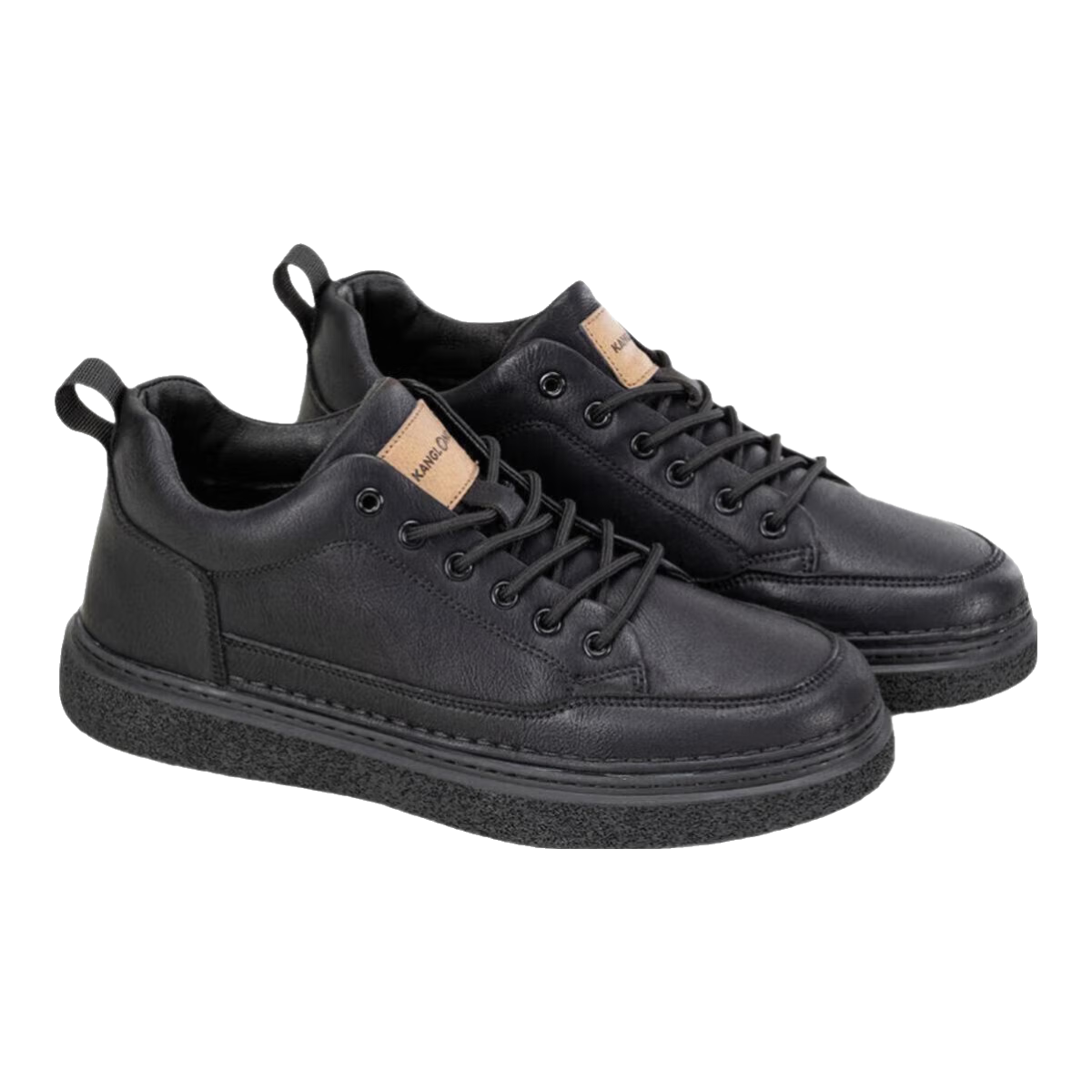 康龙男鞋休闲皮鞋子男士板鞋系带舒适商务休闲鞋子男 经典黑 40 (250mm)