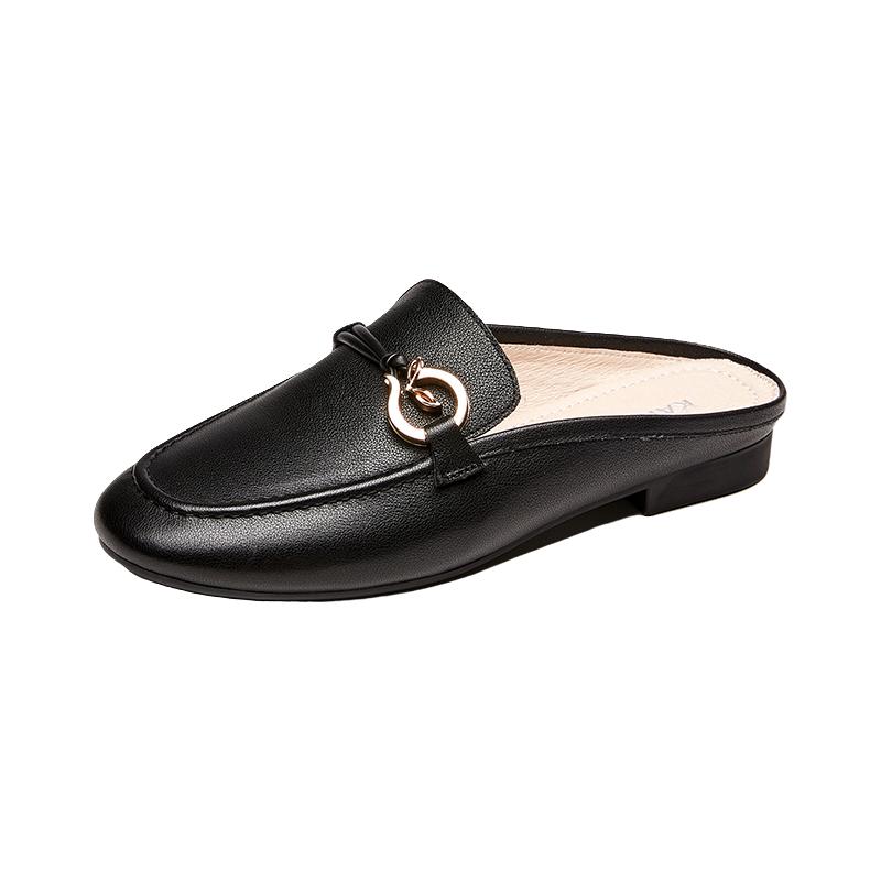 康奈女鞋特价时尚浅口单鞋真皮半拖鞋女休闲单鞋