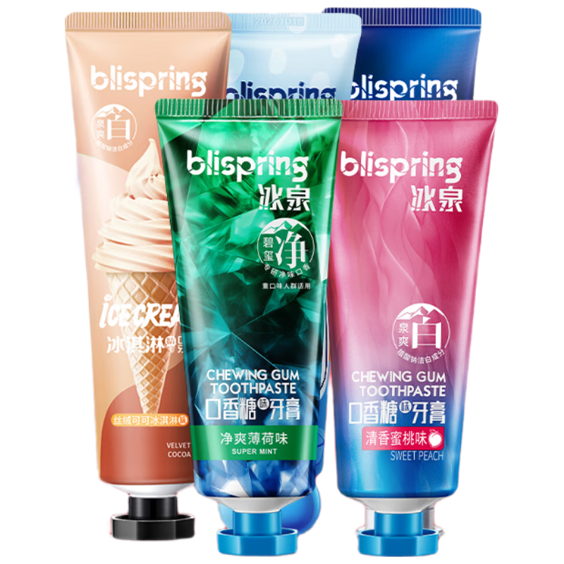  blispring/冰泉 清新口气 牙膏  柚见冰柠星空 540g*5支