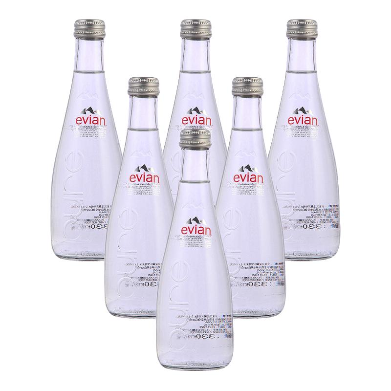 依云（evian）玻璃瓶装 330ml*20瓶/箱 天然矿泉水