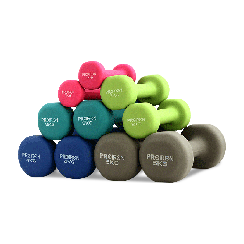  PROIRON浸塑铸铁哑铃1LB-10KG男女健身家用器材